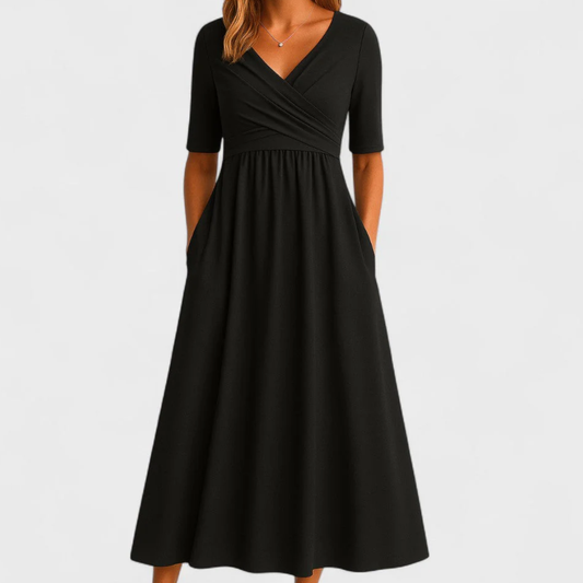 Riley – Stylish Midi Dress with Surplice Neckline