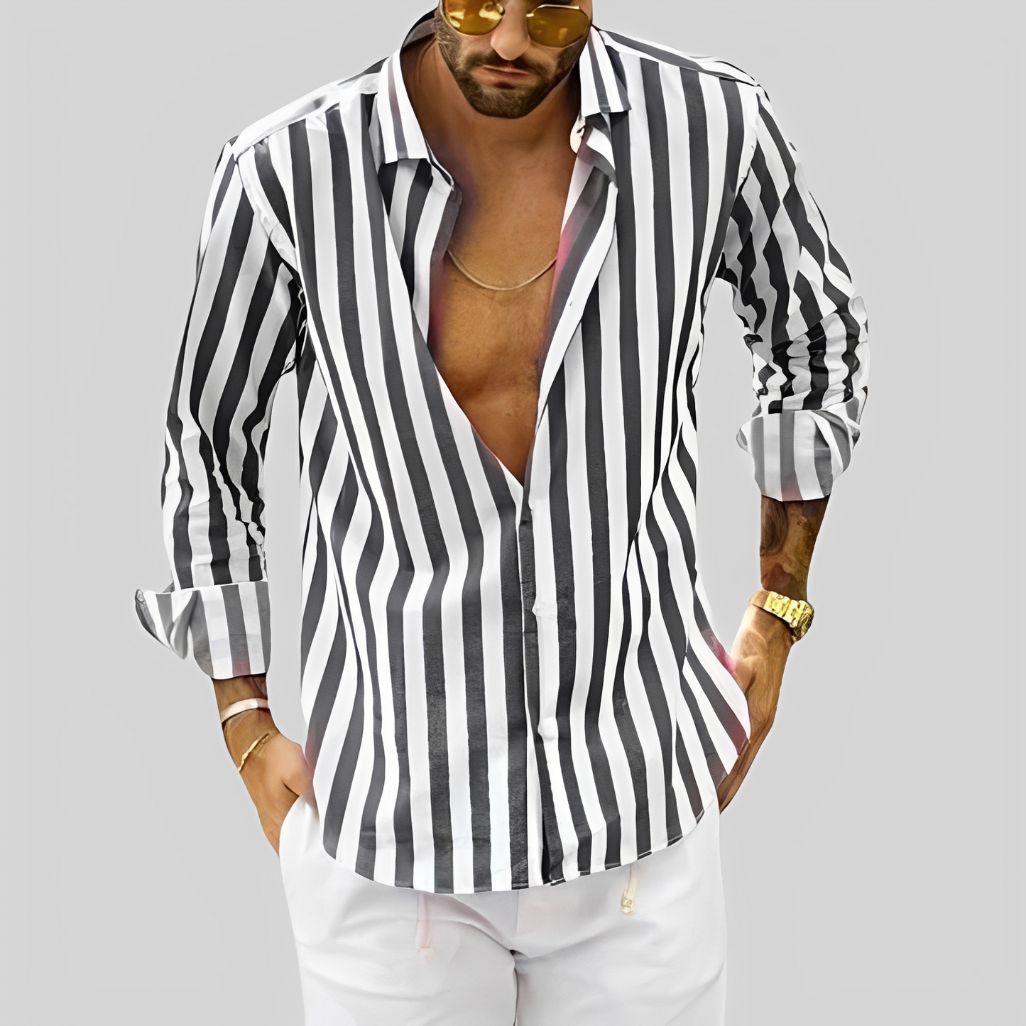 Aljur - Modern striped shirt for men
