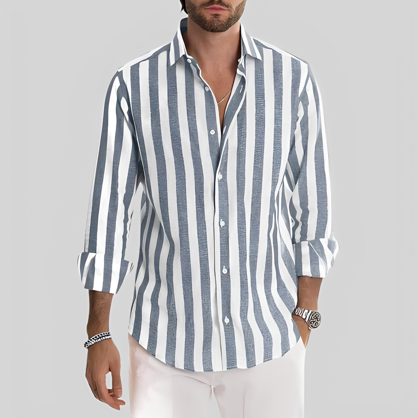 Aljur - Modern striped shirt for men