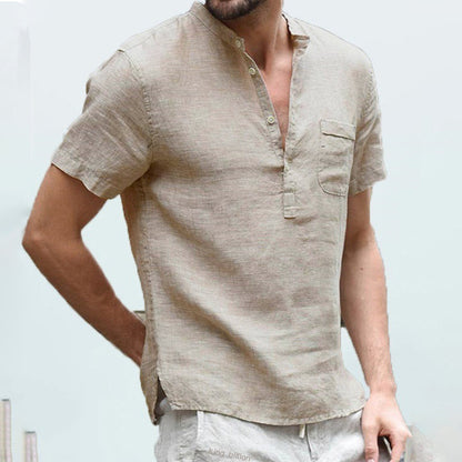 Korbin - Loose Short Sleeve Linen Shirt for Men