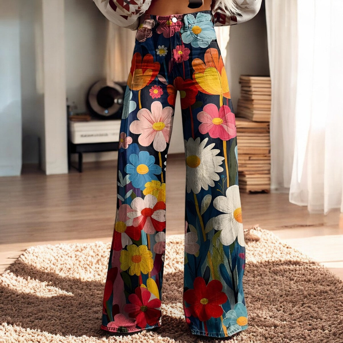 Hannah – Wide Pants with Floral Pattern