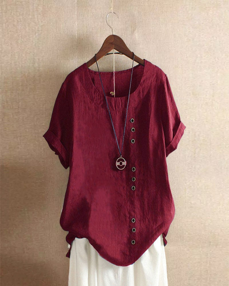 Julianny - Short-sleeve blouse with buttons at the front