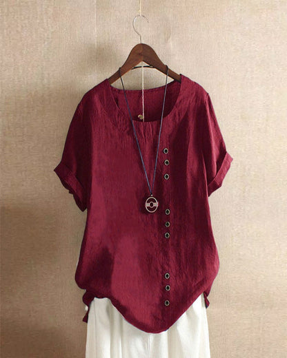 Julianny - Short-sleeve blouse with buttons at the front