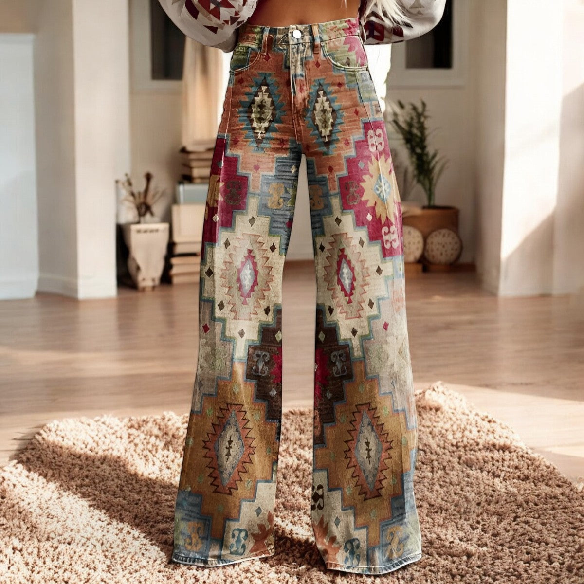 Hannah – Wide Pants with Floral Pattern