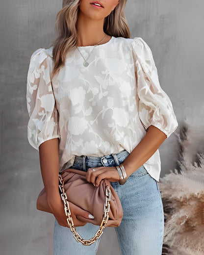 Dorrothea - Chiffon blouse with puff sleeves