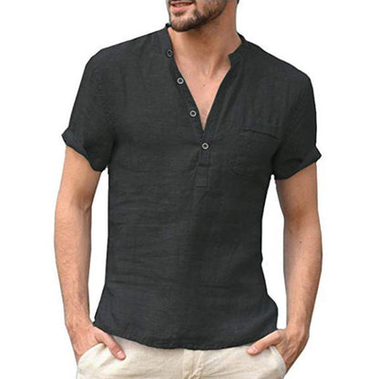 Korbin - Loose Short Sleeve Linen Shirt for Men