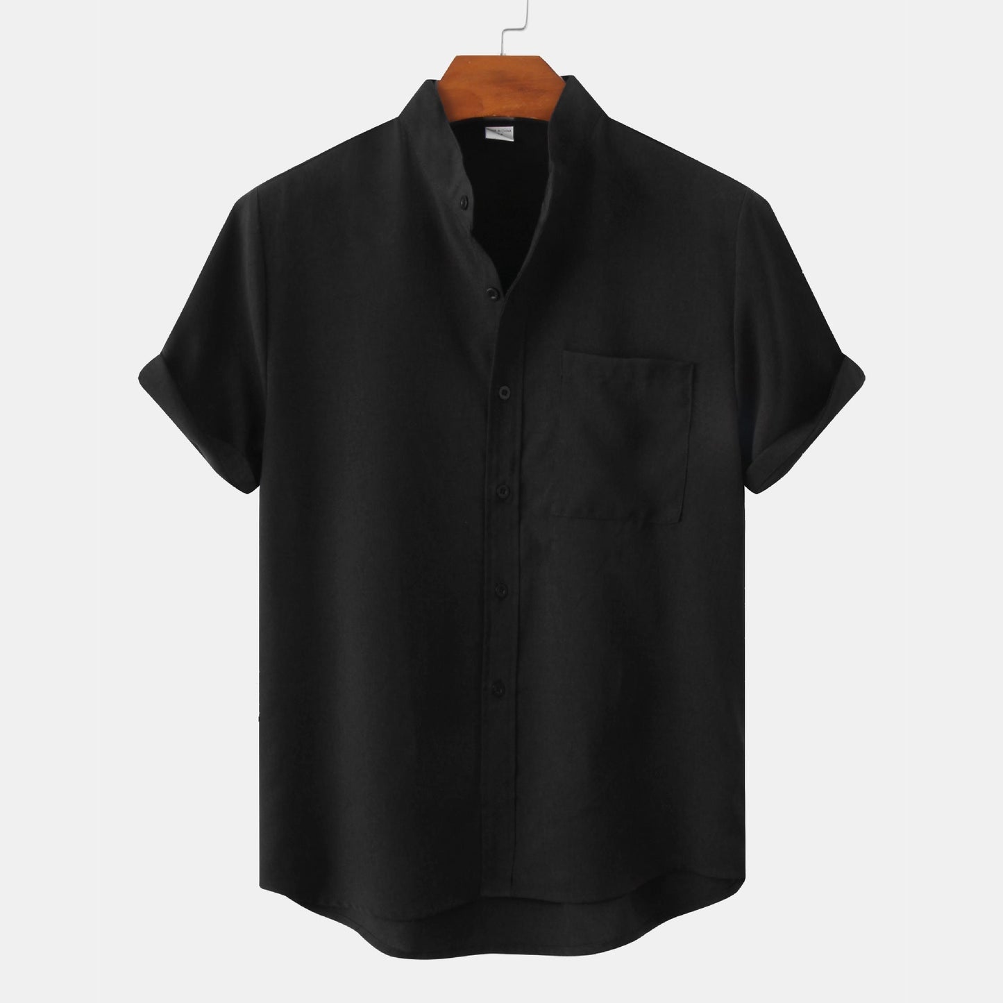 Bastien - Men's short-sleeve linen shirt with a lapel collar