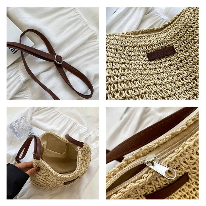 Camille – Chic Woven Bag in Neutral Tones