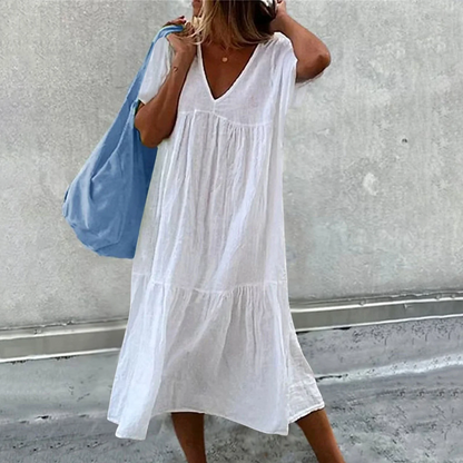 Deanna - Loose V-Neck Dress, Versatile and Comfy