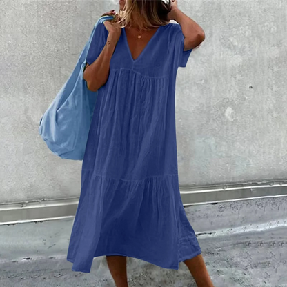 Deanna - Loose V-Neck Dress, Versatile and Comfy