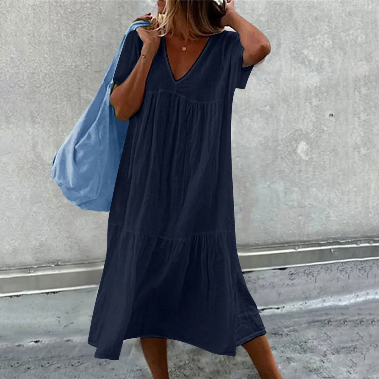 Deanna - Loose V-Neck Dress, Versatile and Comfy