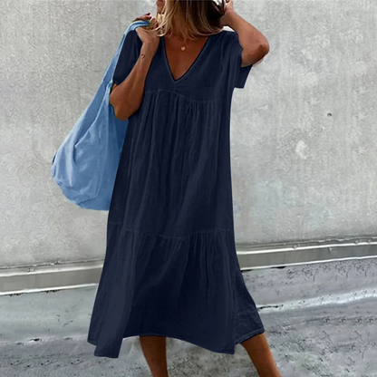 Deanna - Loose V-Neck Dress, Versatile and Comfy