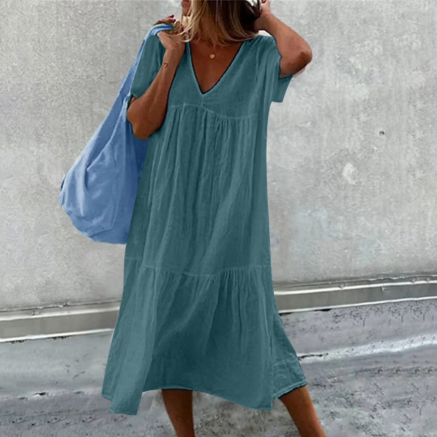 Deanna - Loose V-Neck Dress, Versatile and Comfy
