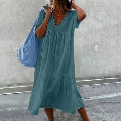 Deanna - Loose V-Neck Dress, Versatile and Comfy