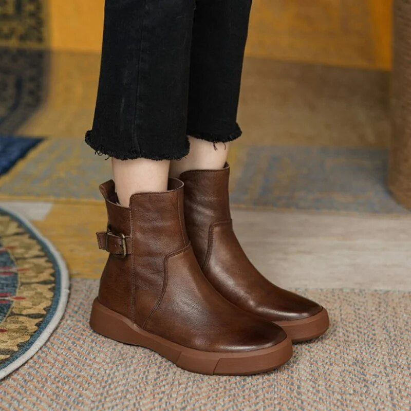 Belladonna - Retro Leather Ankle Boots