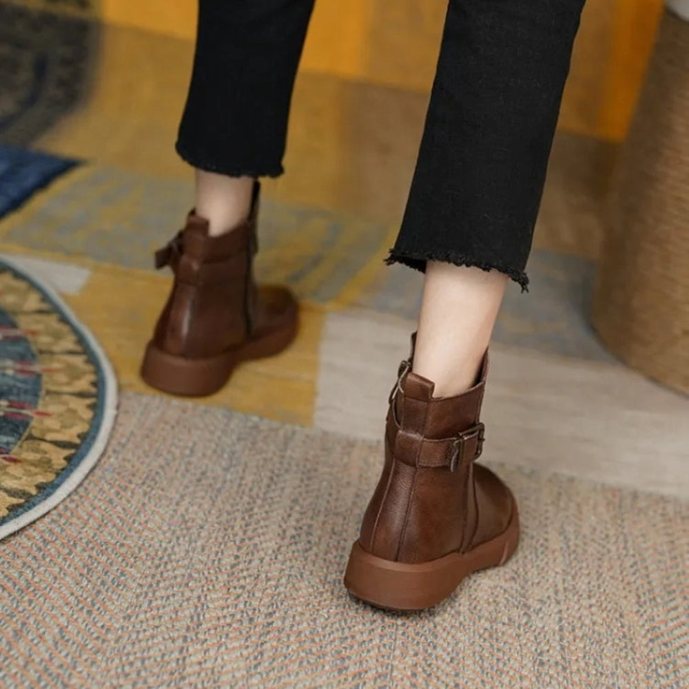 Belladonna - Retro Leather Ankle Boots