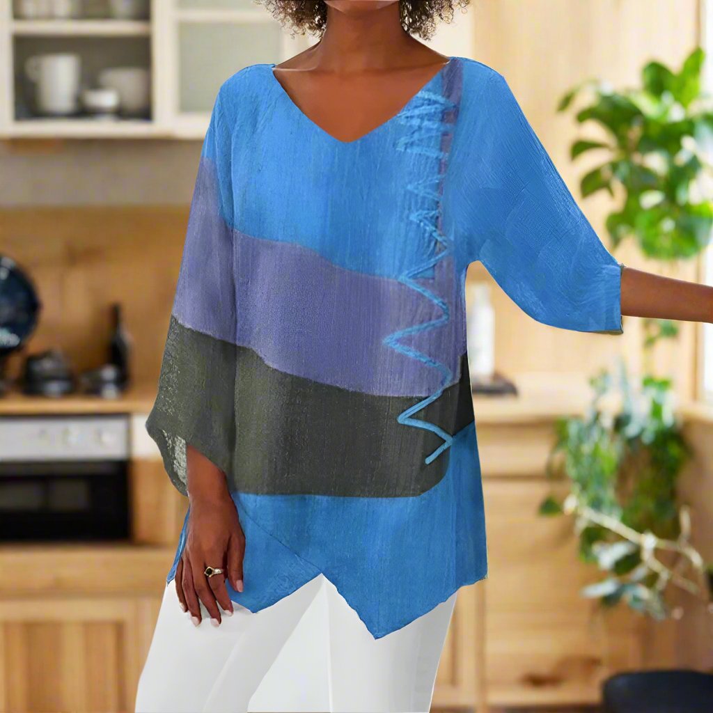 Eli - Three-color blouse with belly cover