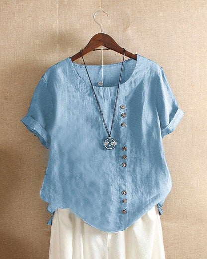 Julianny - Simple blouse with short sleeves and round neck
