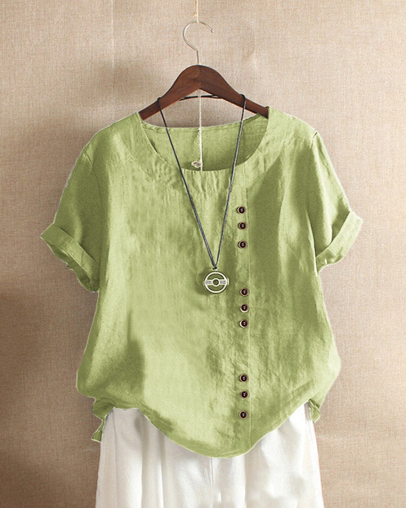 Julianny - Simple blouse with short sleeves and round neck