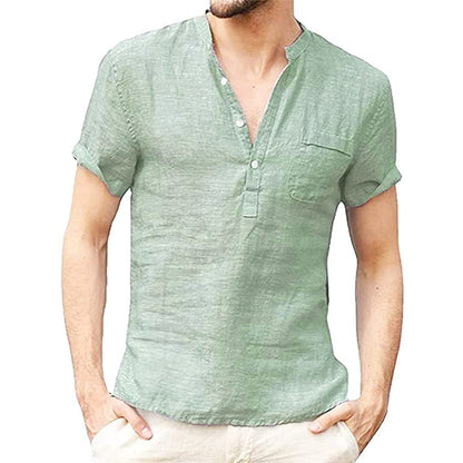 Korbin - Loose Short Sleeve Linen Shirt for Men
