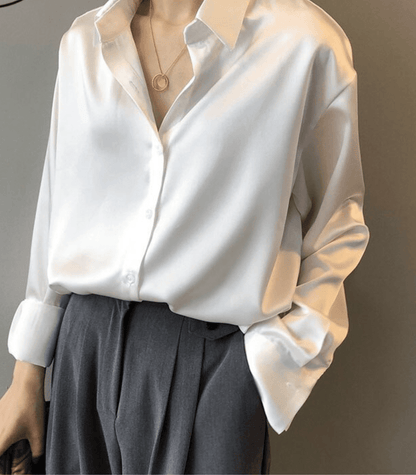 Magnolia - Silk Satin Shirt with Buttons