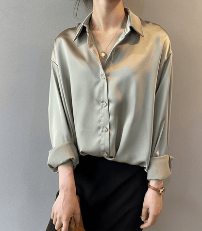 Magnolia - Silk Satin Shirt with Buttons