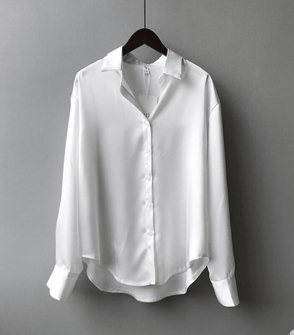 Magnolia - Silk Satin Shirt with Buttons