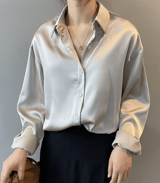 Magnolia - Silk Satin Shirt with Buttons