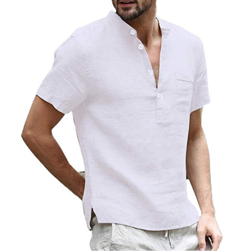 Korbin - Loose Short Sleeve Linen Shirt for Men