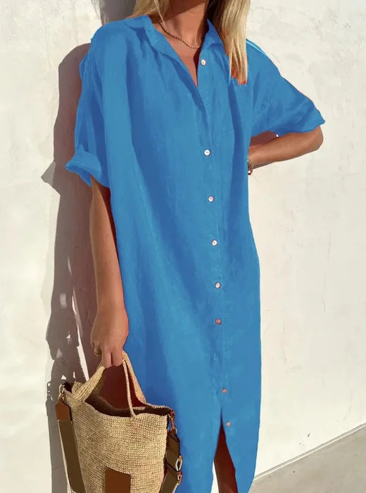 Maloi - Simple Linen Shirt Dress