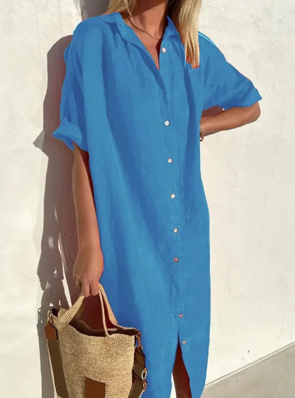 Maloi - Simple Linen Shirt Dress
