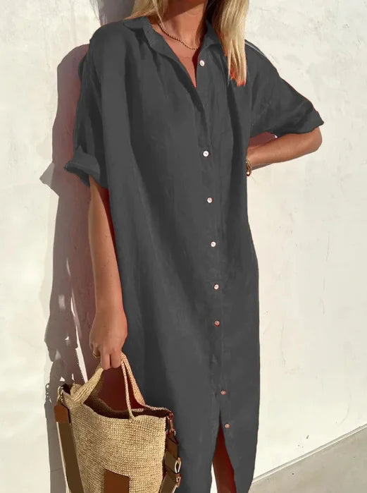 Maloi - Simple Linen Shirt Dress