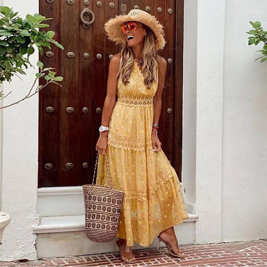 Rhian – Elegant Boho Dress with Ibiza Details