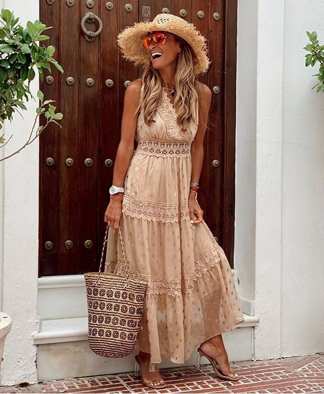 Rhian – Elegant Boho Dress with Ibiza Details