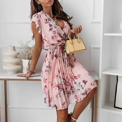 Abby - Stylish floral pleated dress for women