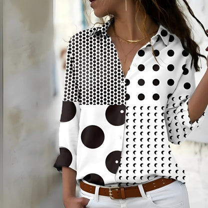 Thea - Chic Long Sleeve Blouse with Collar for Women