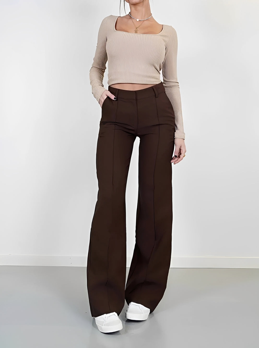 Nancy - Straight Cut Bootcut Pants for Women