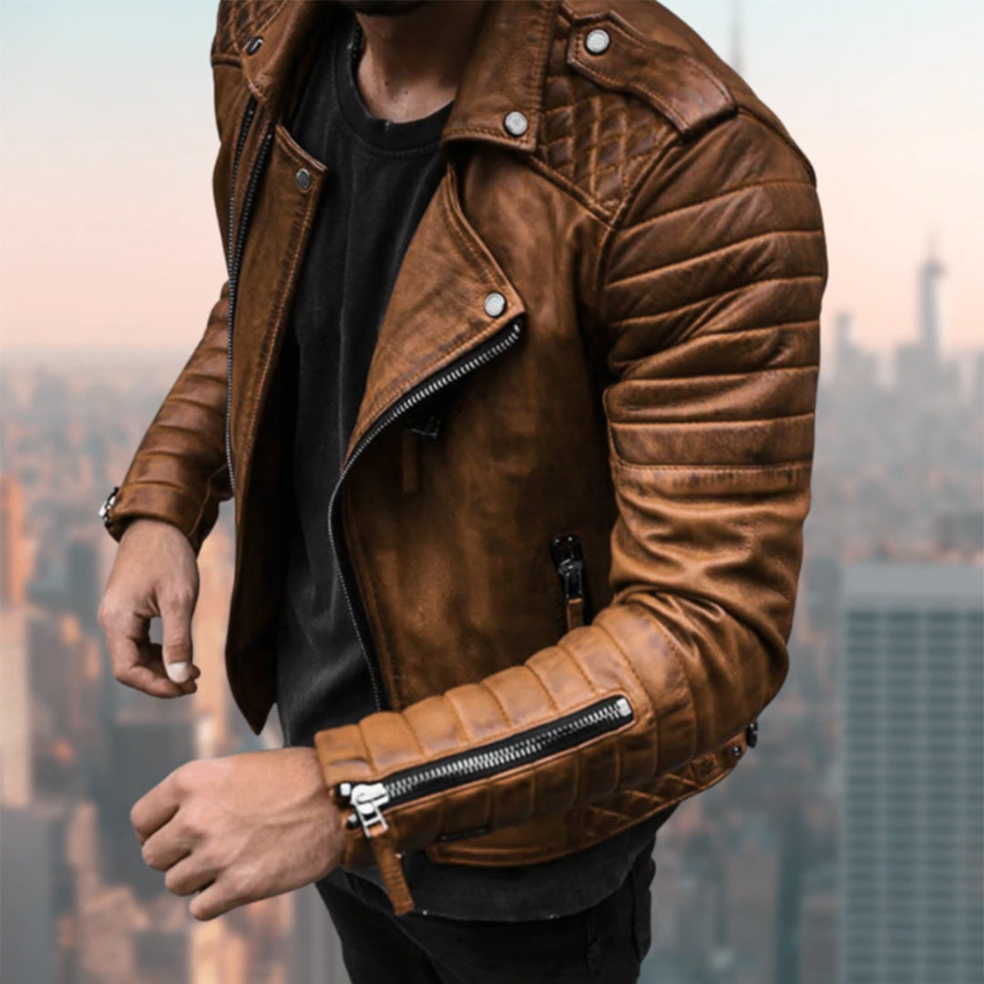 Lucas - Men's Stylish Leather Biker Jacket