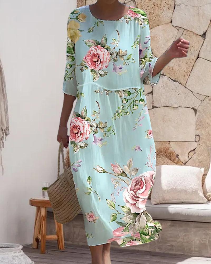 Miranda - Sophisticated floral dress with tummy cover