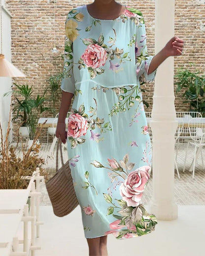 Miranda - Sophisticated floral dress with tummy cover