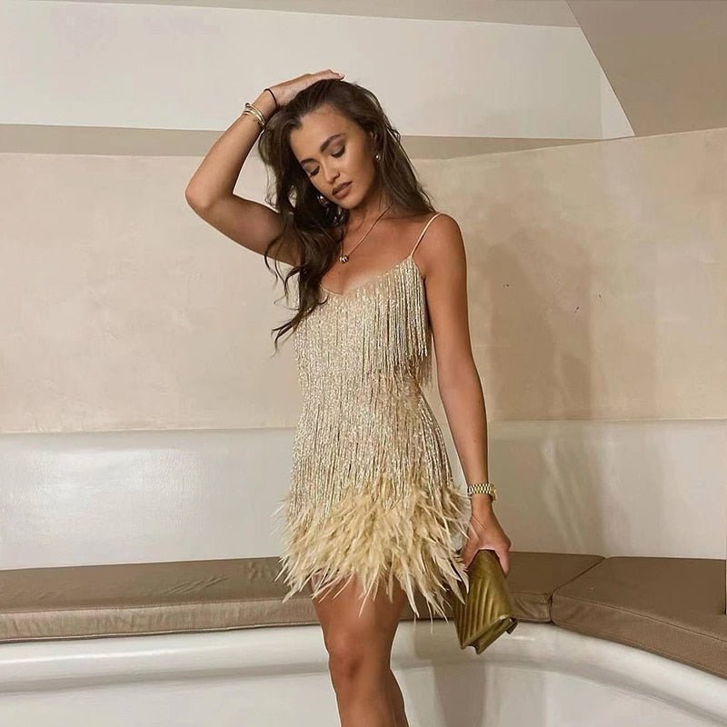 Mara - An Elegant Cocktail Dress with Feathers
