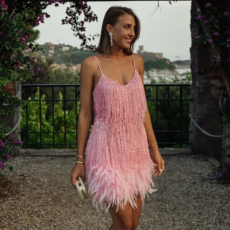Mara - An Elegant Cocktail Dress with Feathers