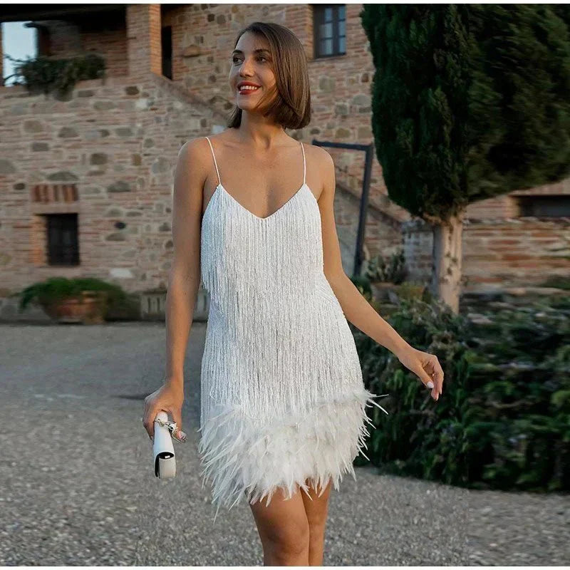 Mara - An Elegant Cocktail Dress with Feathers