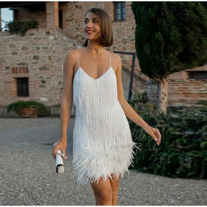 Mara - An Elegant Cocktail Dress with Feathers