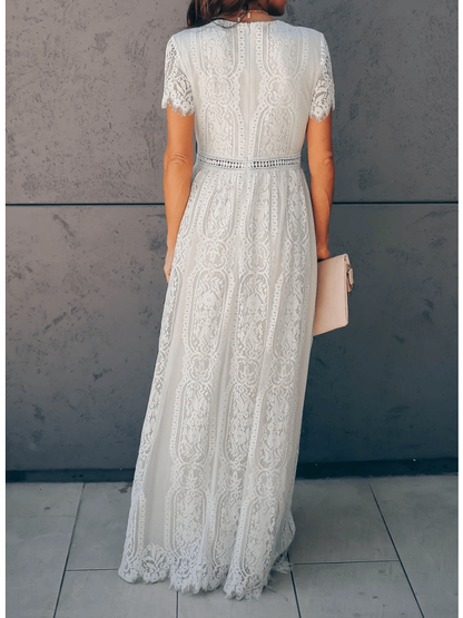 Angeleca - Elegant Lace Dress with V Neckline