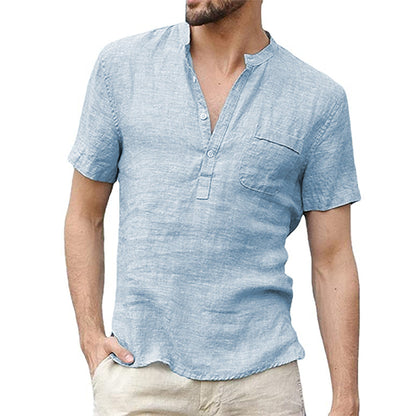 Korbin - Loose Short Sleeve Linen Shirt for Men