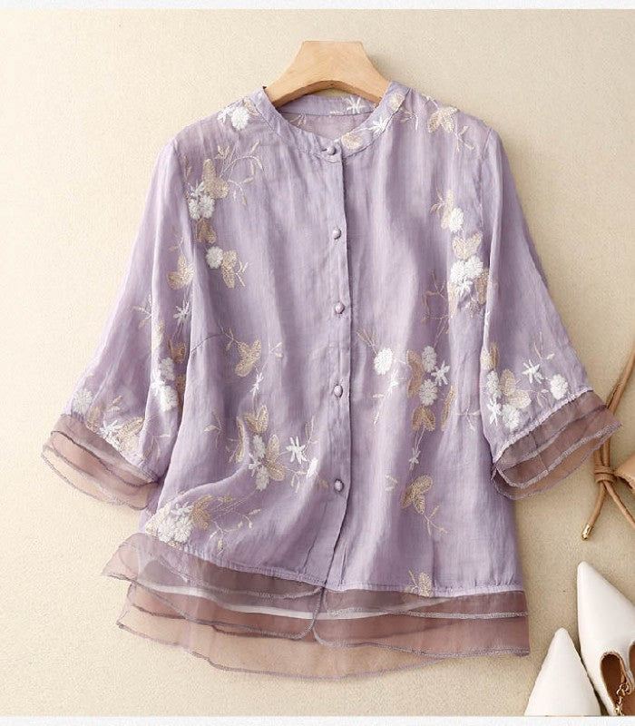 Eloise - Stylish blouse with exquisite embroidery
