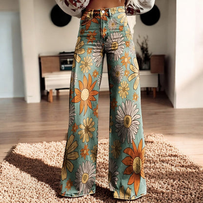 Hannah – Wide Pants with Floral Pattern
